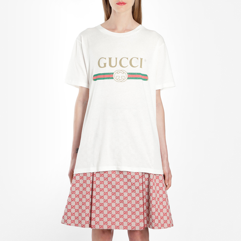 【19秋冬新款】gucci/古驰 女士经典logo短袖t恤 457095/x5l89 1948