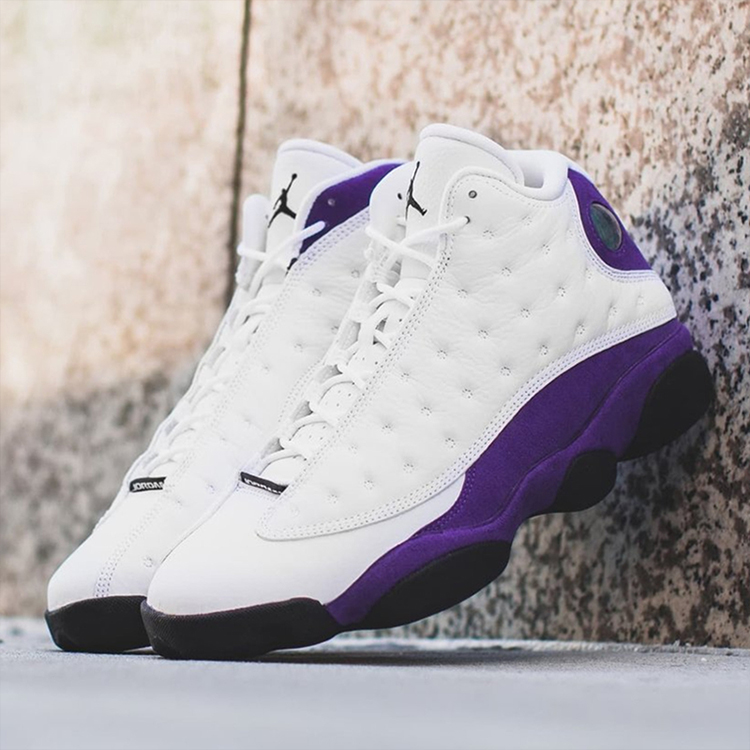 nike/耐克 情侣款 aj13 白紫 紫金湖人 nike air jordan 13 lakers