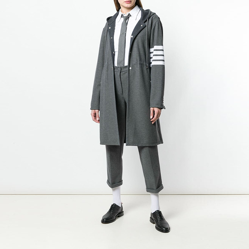 thom browne/thom browne 【19秋冬】 四条纹珠地网眼棉休闲派克 灰色