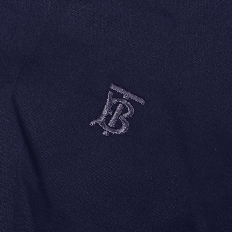 burberry/博柏利 男士衬衫新款深蓝色棉质tb刺绣标识男士短袖衬衫