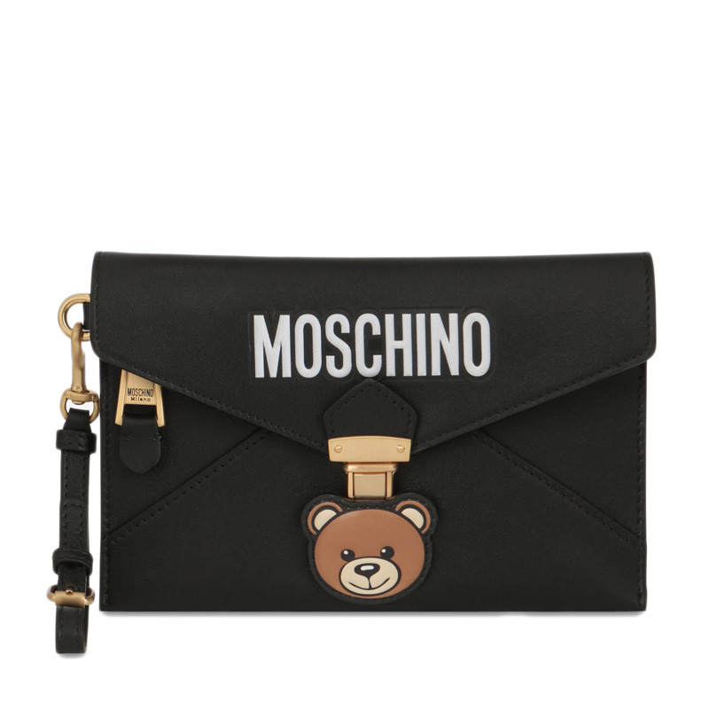 moschino/莫斯奇诺女士黑色小牛皮小熊图案斜挎包 7a8411-8006-1555