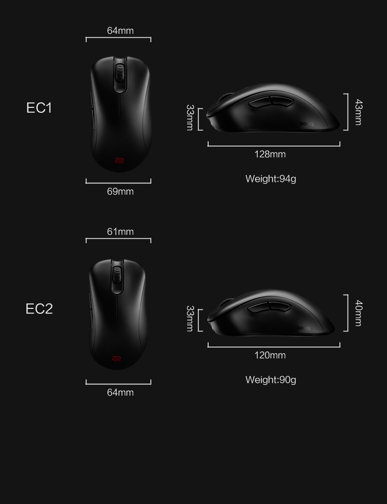 zowie gear/卓威 奇亚 ec1 有线 游戏 鼠标 人体工程学鼠标 2019新品