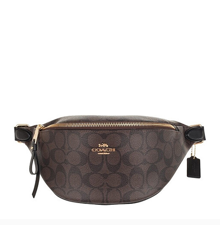 【包税 现货】coach/蔻驰 女士经典金属logo标志腰包胸包单肩包斜背包