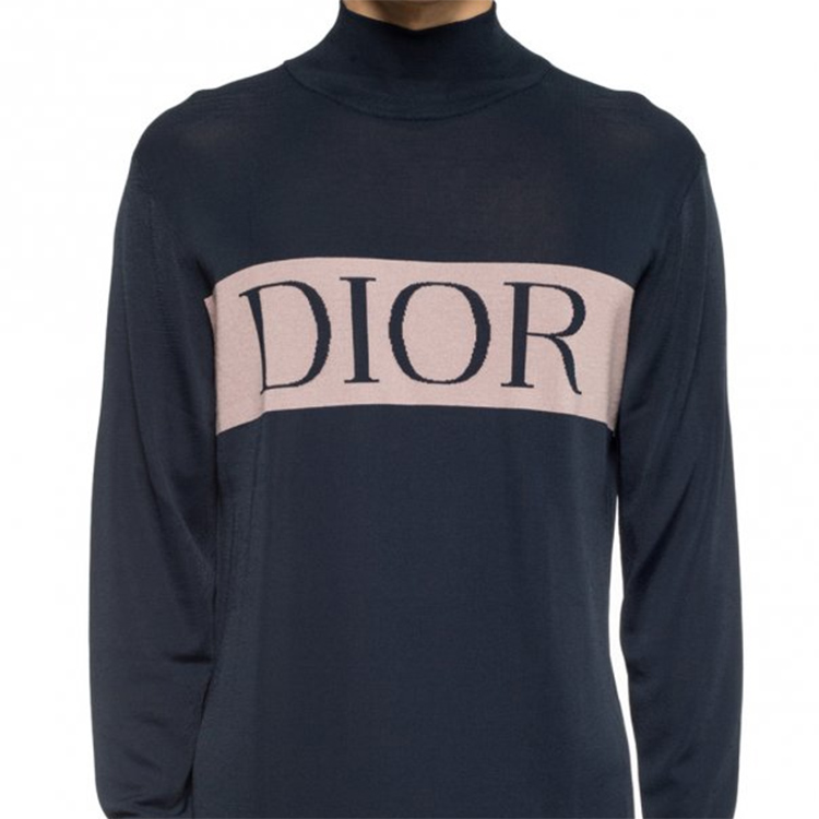 dior/迪奥 19年秋冬新款高领logo男士针织衫/毛衣蓝色 943m667a-t051