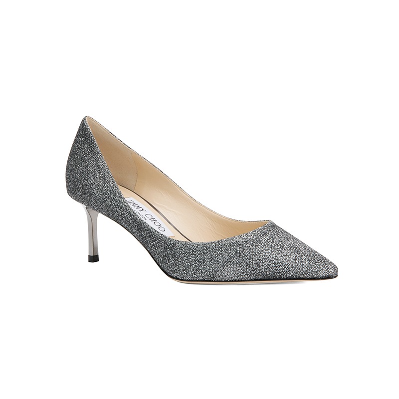 19秋冬新款】jimmychoo/周仰杰经典银灰色细闪尖头设计女士细高跟凉鞋