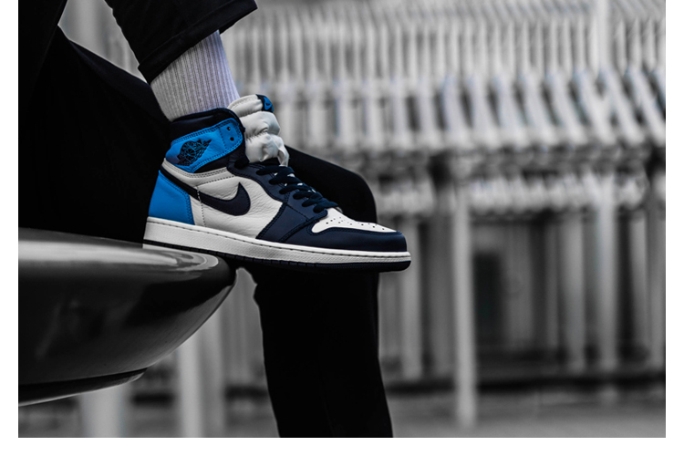 air jordan 1 aj1黑曜石 og正代 北卡蓝 男鞋 运动 篮球鞋 555088-140