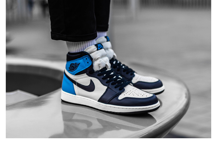 air jordan 1 aj1黑曜石 og正代 北卡蓝 男鞋 运动 篮球鞋 555088-140