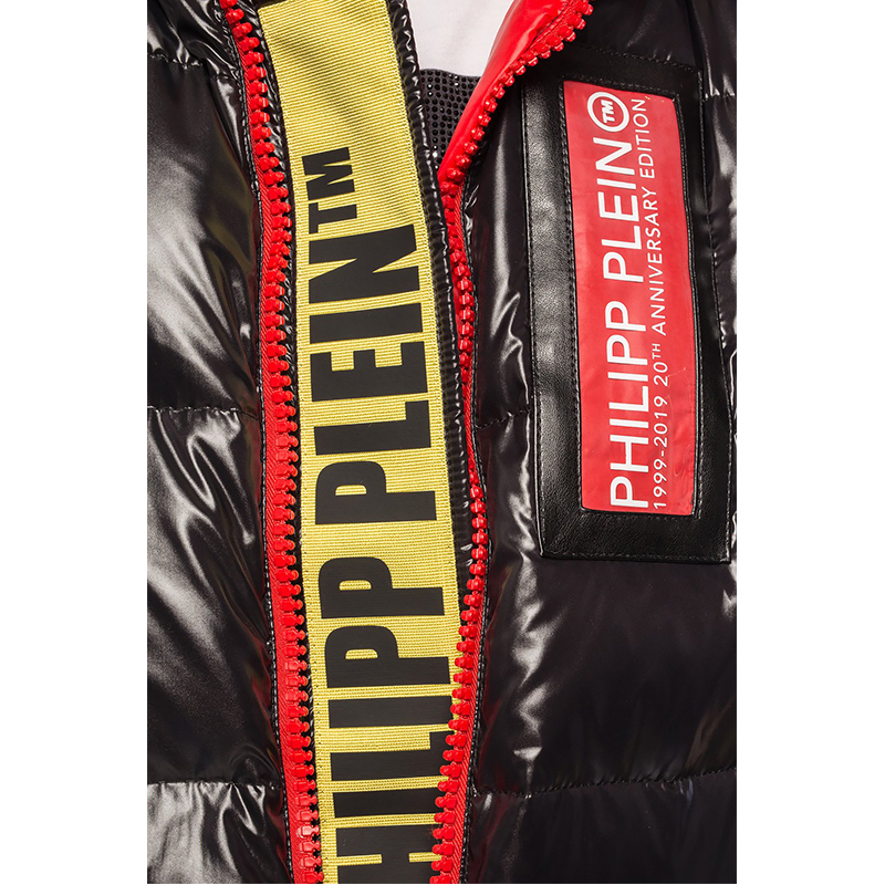 philipp plein/菲利普·普兰 黑色尼龙印花男士中长款羽绒服 a19c mrb