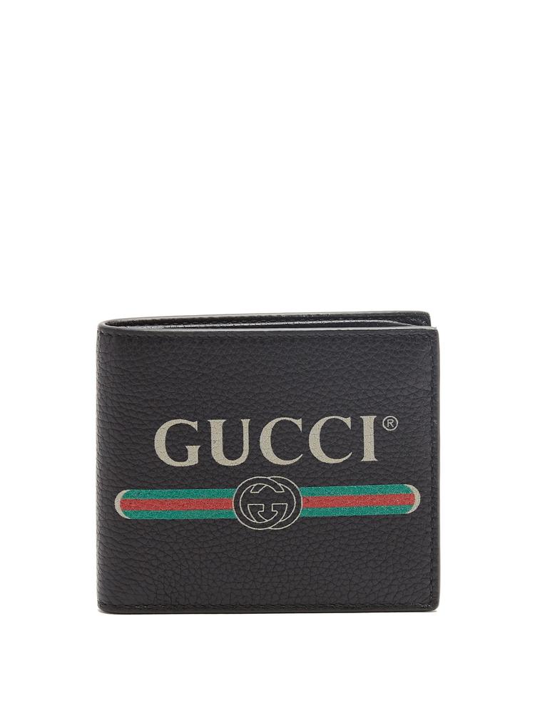 【19aw】 古驰/gucci 双g标志打印双折真皮钱包 logo-print bi-fold