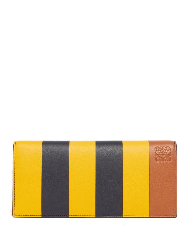【19aw】 罗意威/loewe 黄黑条纹拼接皮革欧式长款钱包 striped