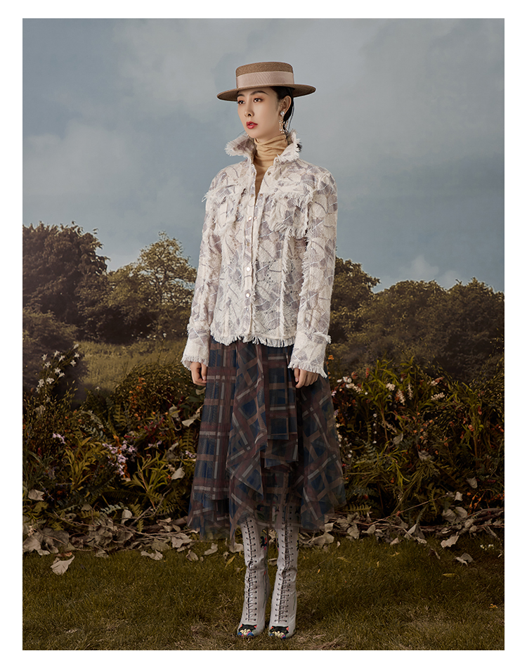 tracy chu/tracy chu朱熙越2019新款女士长袖衬衫白色衬衫外套设计感