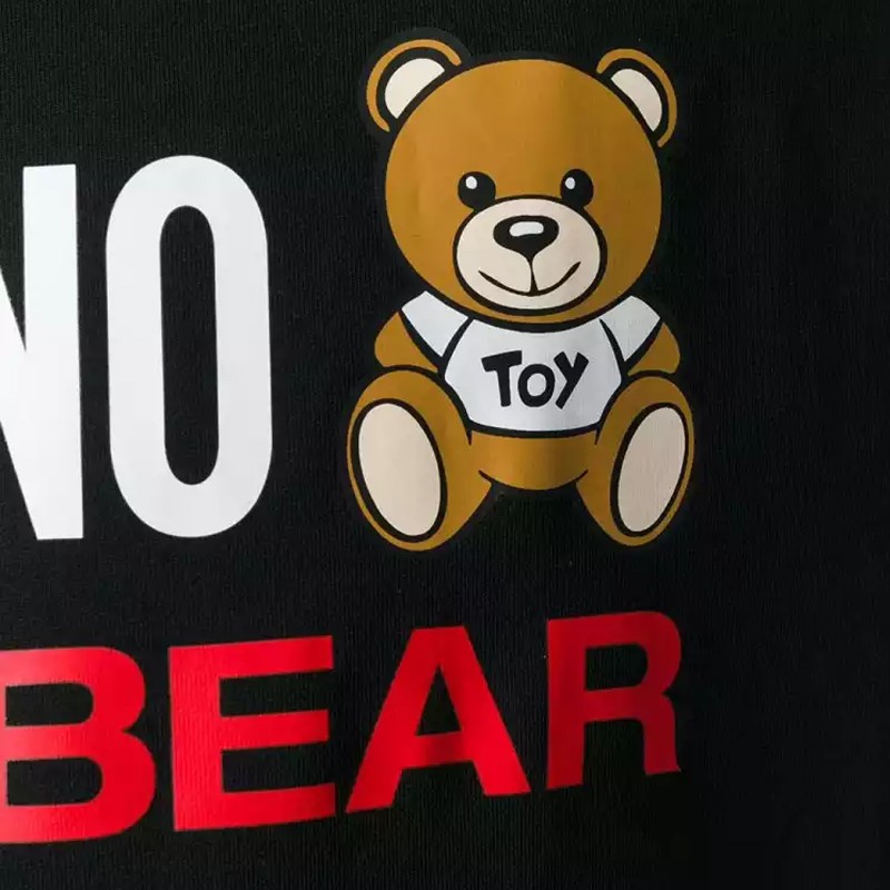 moschino/莫斯奇诺 男装长袖经典款男士纯色泰迪熊字母图案棉质圆领