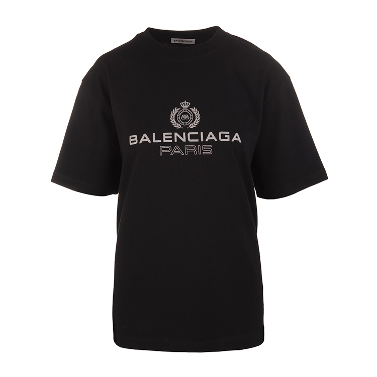 balenciaga/巴黎世家 19年春夏logo印花休闲舒适女士短袖t恤黑色