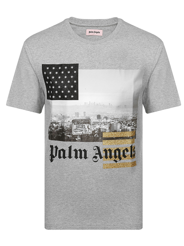 palm angels/palm angels 风景图案灰色男士短袖t恤 pmaa001s160350