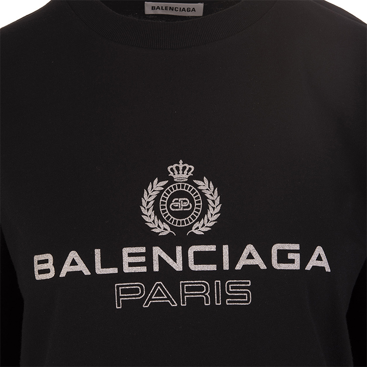 balenciaga/巴黎世家 19年春夏logo印花休闲舒适女士短袖t恤黑色