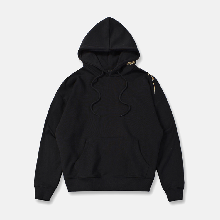 hoodies 新款 男性 欧美 宽松 运动风 刺绣 套头 男士卫衣 黑色 1742