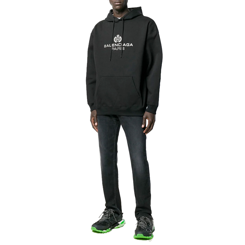 balenciaga/巴黎世家19秋冬bb paris印花加绒连帽男卫衣570811tgv70