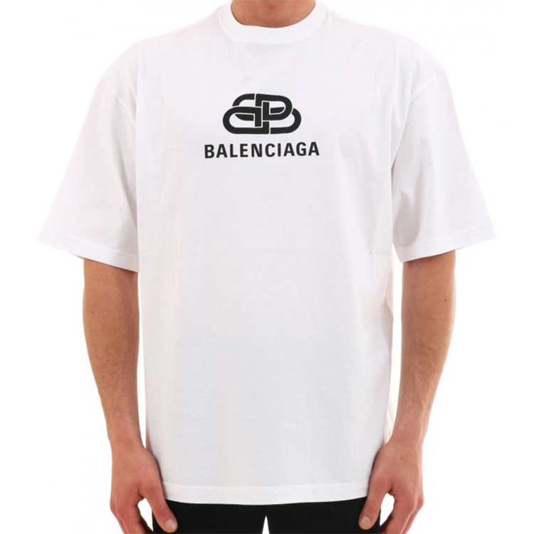 balenciaga/巴黎世家 19年新款logo纯棉套头男士短袖t恤白色 578139