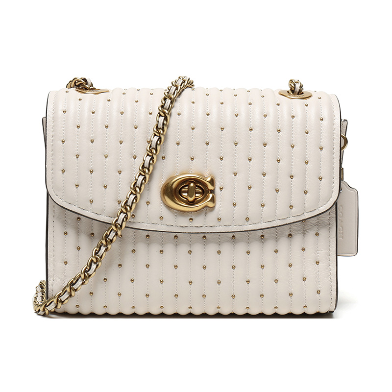 coach/蔻驰19秋冬女士parker系列皮革绗缝铆钉单肩斜挎链条包76029b4