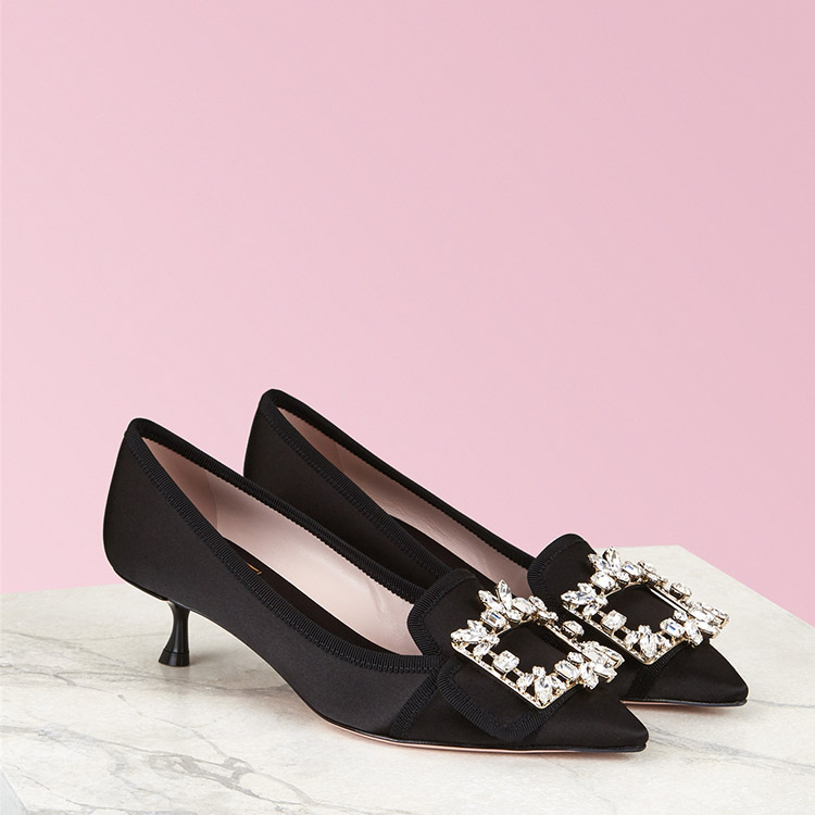 rogervivier 女士中跟鞋 丝缎鞋面 broche vivier 高跟鞋【正品 价格