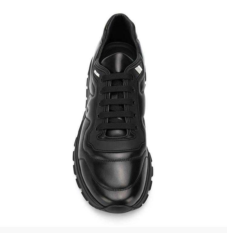 prada/普拉达 男士黑色时尚皮革运动鞋休闲鞋男鞋 4e3433-072-f0002
