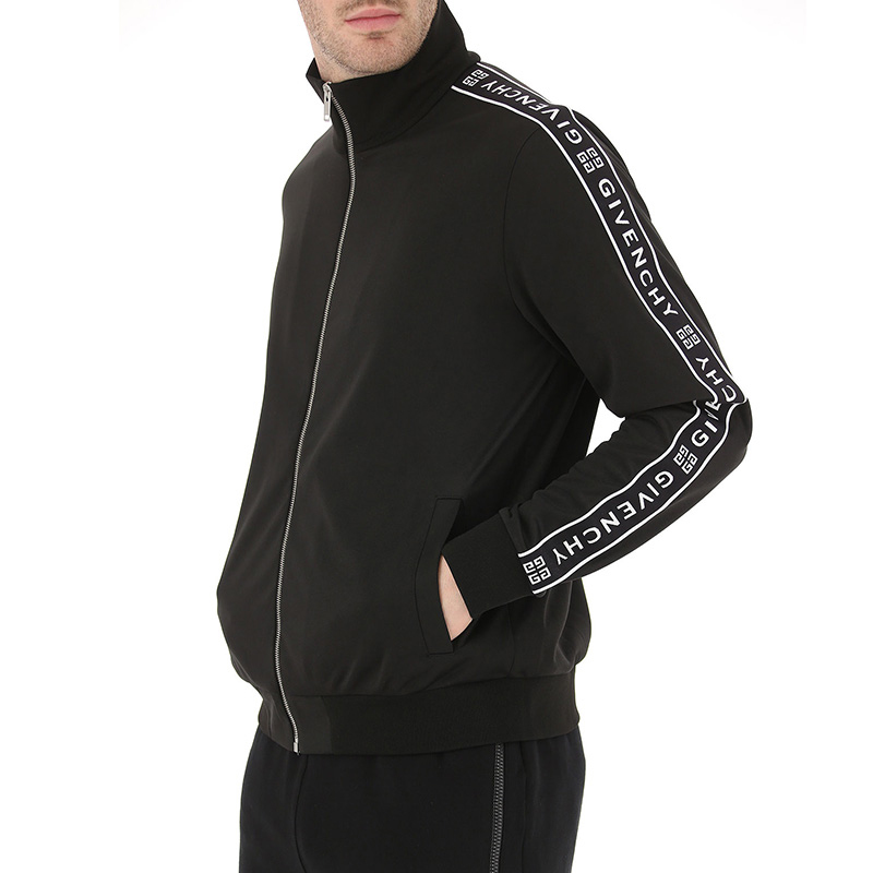 givenchy/纪梵希 秋冬男士黑色徽标印花拉链立领夹克运动衫 男士夹克