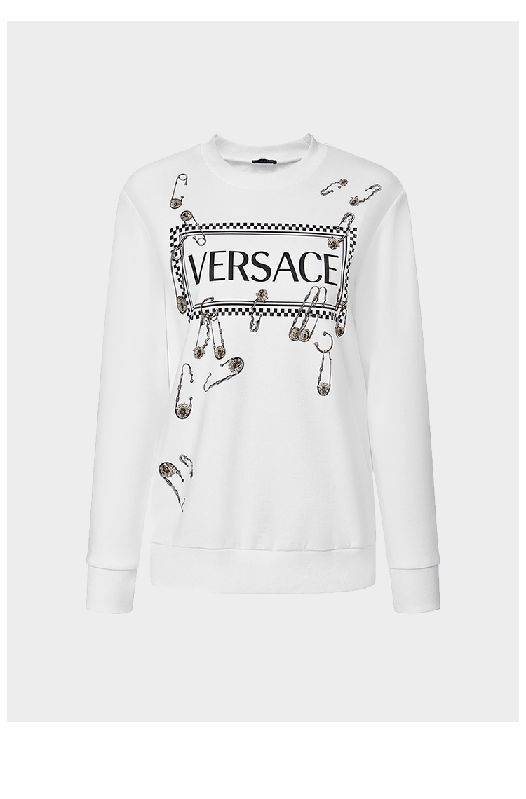 【19秋冬】versace/范思哲女士白色logo 别针元素 针织卫衣【官方授权