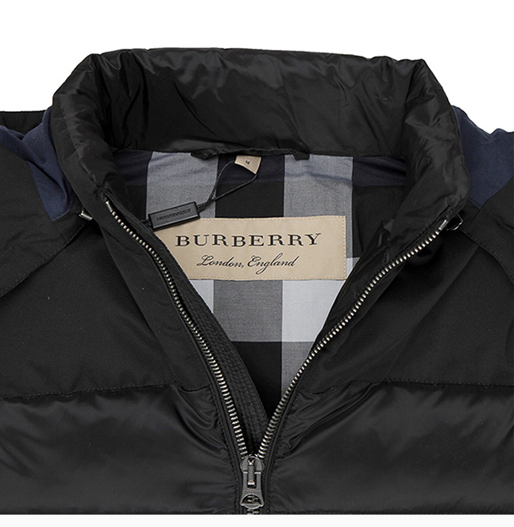 burberry/博柏利【20春夏】男装 服装 黑色锦纶连帽拉链休闲短款 男士