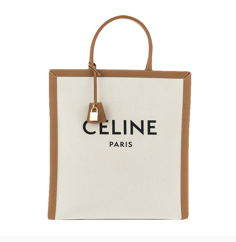 【celine赛琳 手提包】celine 思林 女士帆布拼皮革logo标识时尚手提
