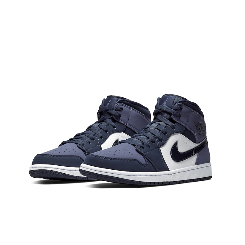 air jordan 1 mid 篮球鞋 aj1黑紫脚趾 磨砂桑德紫中帮554724-445