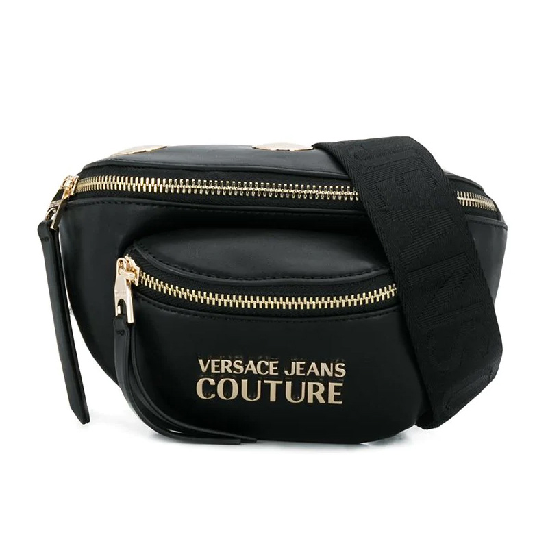 versace/范思哲 女士黑色皮革品牌徽标腰包斜挎包 ee1vubbq6 e71282 e