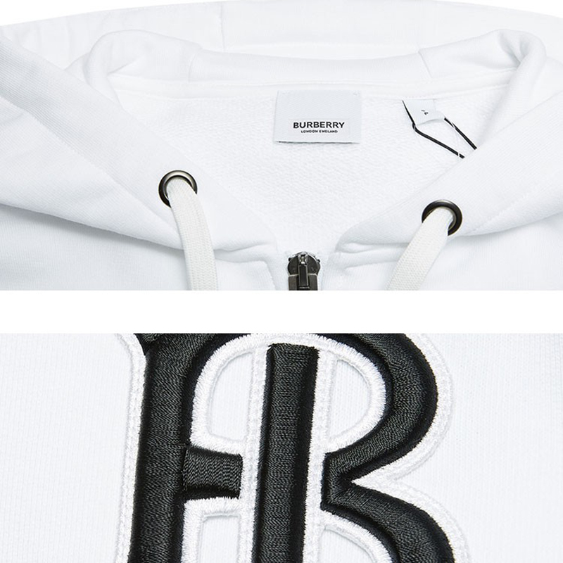 burberry/博柏利 外套19秋冬新款 男士白色tb专属标识图案棉质拉链连