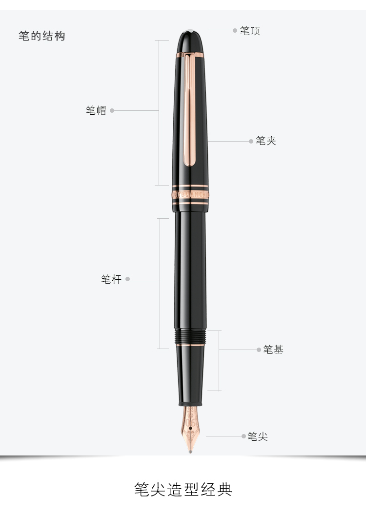 montblanc万宝龙笔 大班系列112675 玫瑰金夹钢笔 纪念款墨水笔