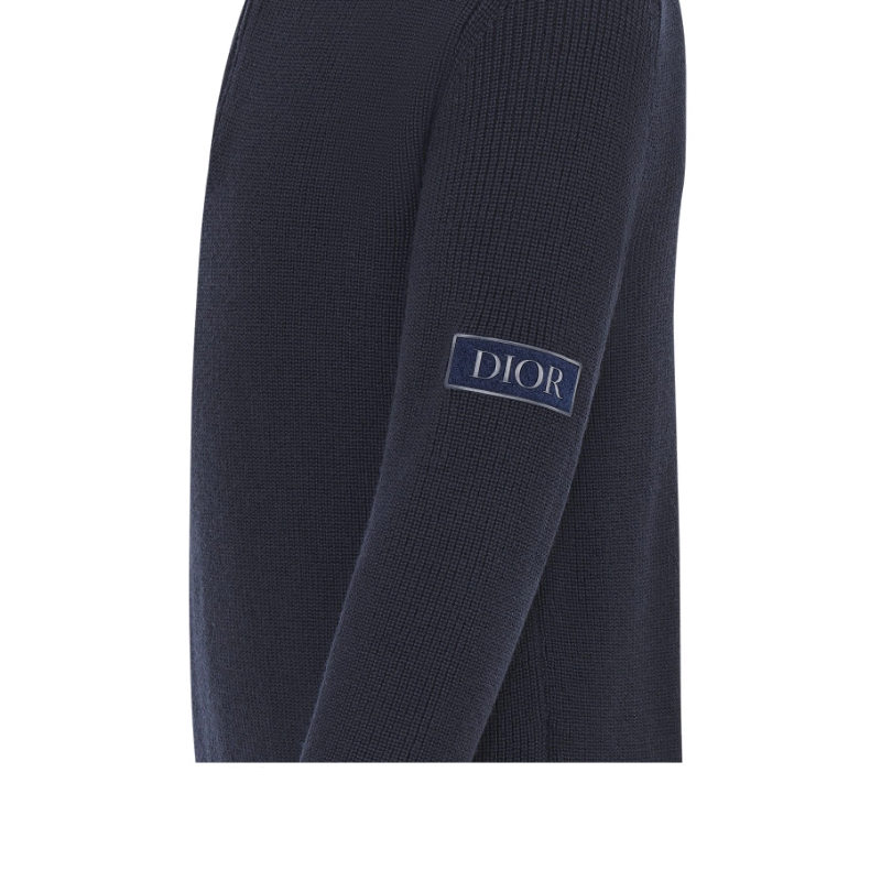 【包税】dior/迪奥 男士海军高领拉链羊毛针织衫/毛衣 013m609at079