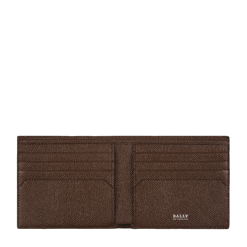 bally/巴利男包 经典条纹男士棕色牛皮折叠短款钱包 6222055-146