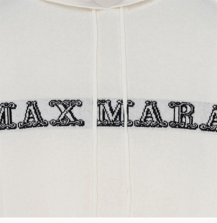 maxmara/麦丝玛拉 19秋冬 女士白色羊绒徽标抽绳连帽衫卫衣时尚百搭女