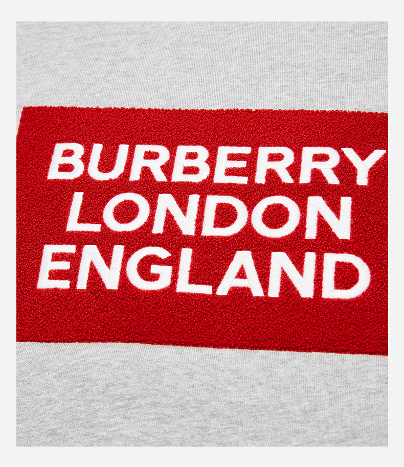 19秋冬 burberry/博柏利 男士浅麻灰色棉质正面白色英文字母图案