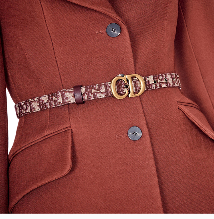 dior/迪奥 19秋冬 女士红色羊毛混纺长袖外套字母腰带单排扣中款女士