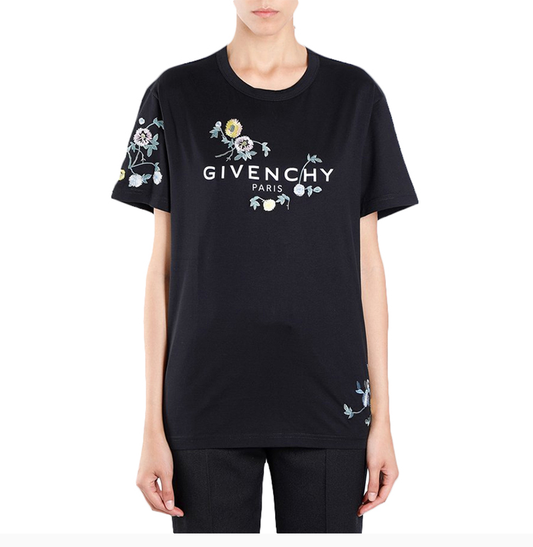 【包税】givenchy/纪梵希 19秋冬 女士黑色棉质经典logo款菊花图案