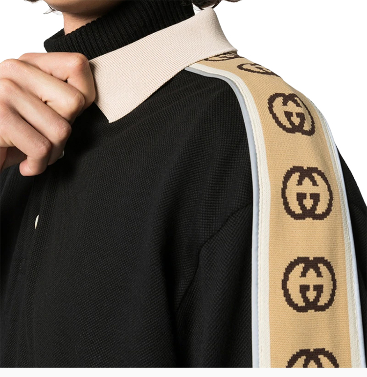 【包邮包税】gucci/古驰 20春夏 男装 服饰 棉质翻领条纹衫经典logo款