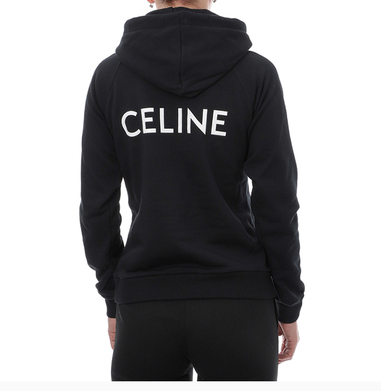 celine/赛琳 19秋冬 女士黑色棉质徽标修身连帽卫衣