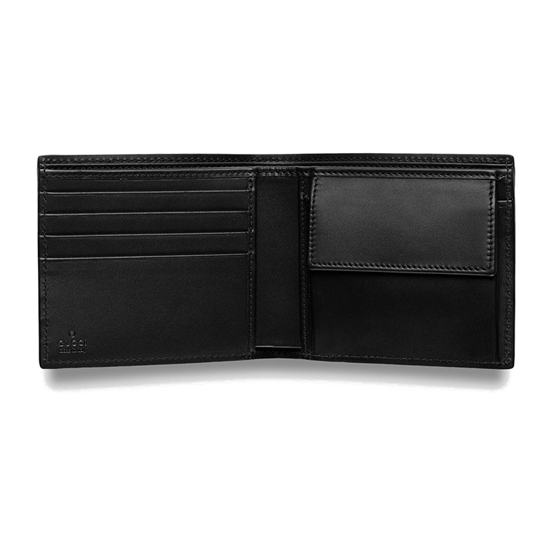 gucci/古驰 新款男士黑色帆布珊瑚蛇印花对折钱包 451266k551n1058