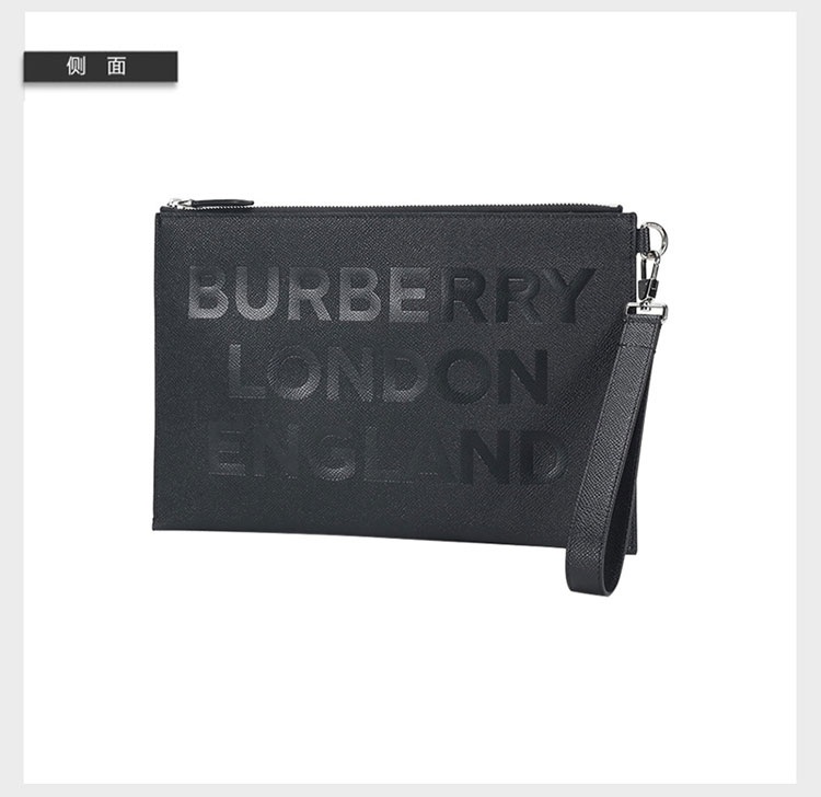 burberry/博柏利 logo印花小牛皮男士黑色手拿包 男包 8014684-bes