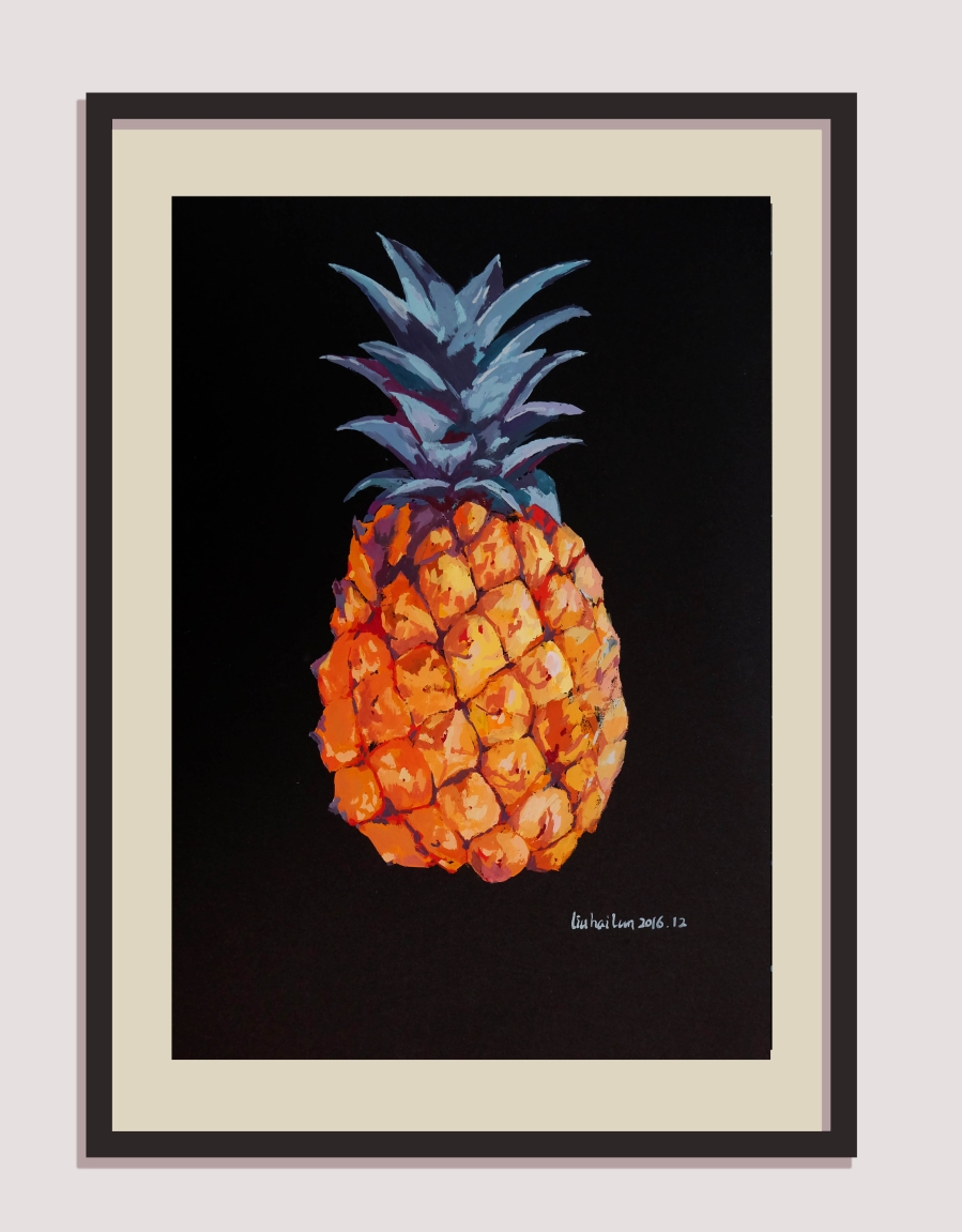 刘海轮《菠萝》/21x30cm/水彩