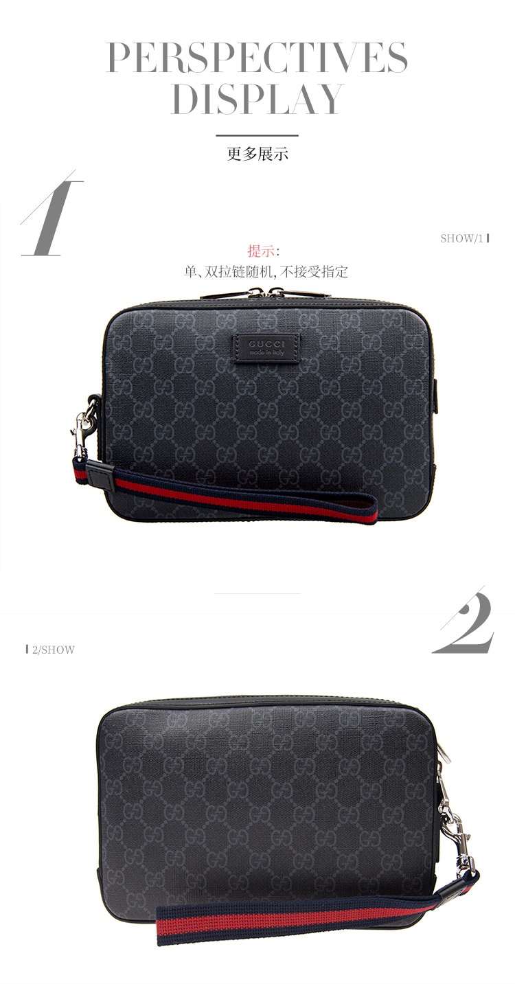 gucci/古驰【19新款】男士双gg supreme系列黑色/灰色手提包单肩包可