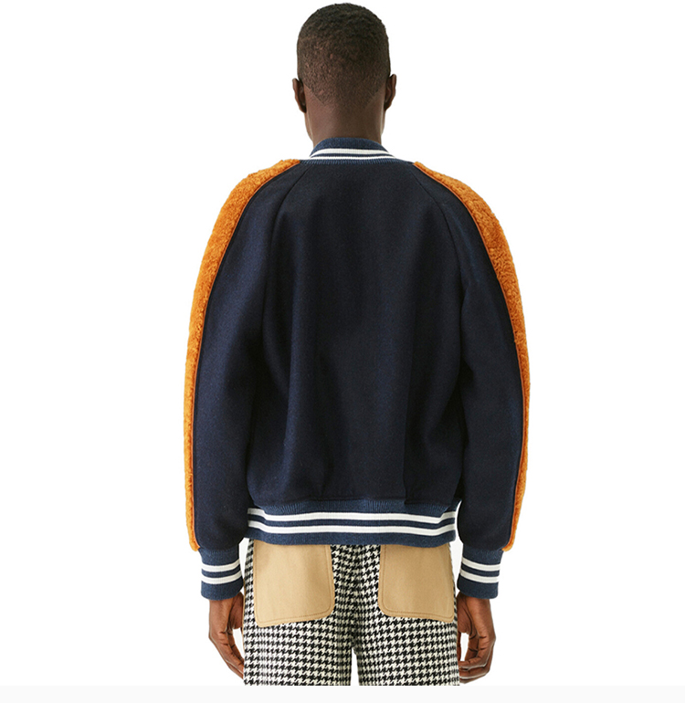 【包邮包税】loewe/罗意威 20春夏 男装 服饰 海军蓝羊毛多色拼接按扣