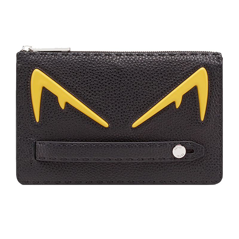 fendi/芬迪 手拿包20春夏bag bugs系列 男士中号黑色黄眼小怪兽图案