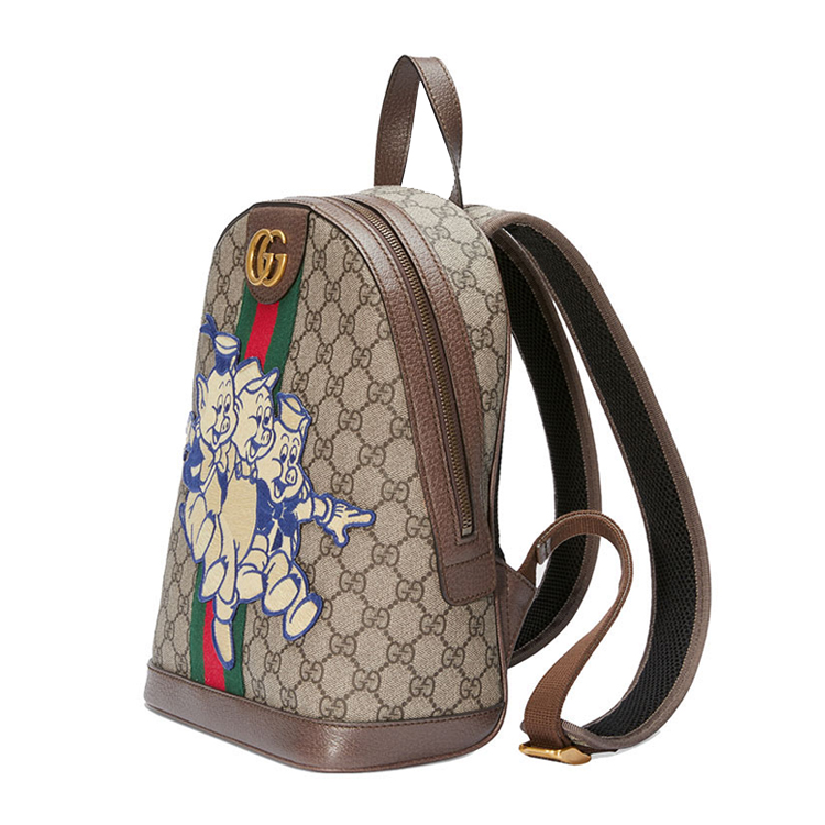 gucci/古驰 女士ophidia系列三只小猪图案gg帆布双肩包 552884 t