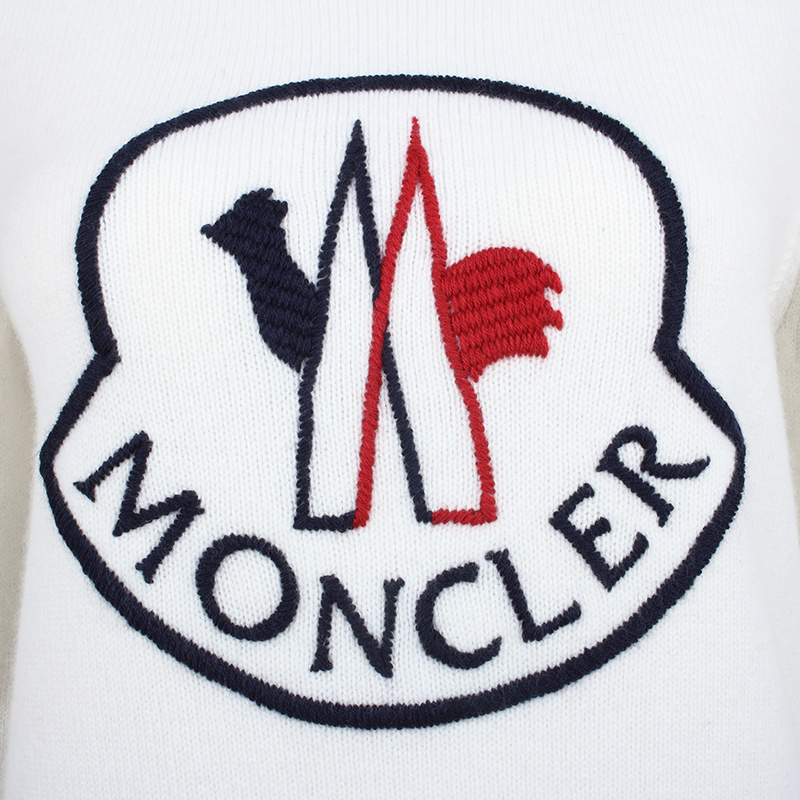 【19秋冬】moncler/蒙克莱 女士圆领logo图案条纹长袖针织衫毛衣羊毛