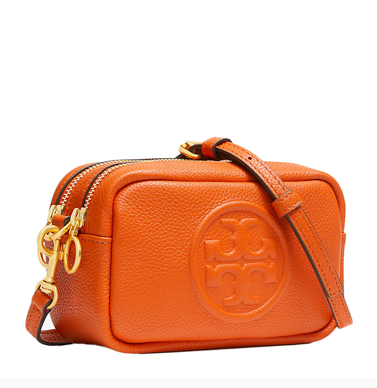 tory burch/汤丽柏琦 perry系列女士纯色皮革经典双t字母徽标印花装饰